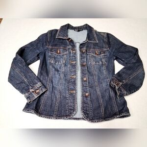 Contrast Jeans Classic Blue Denim Jacket for Women